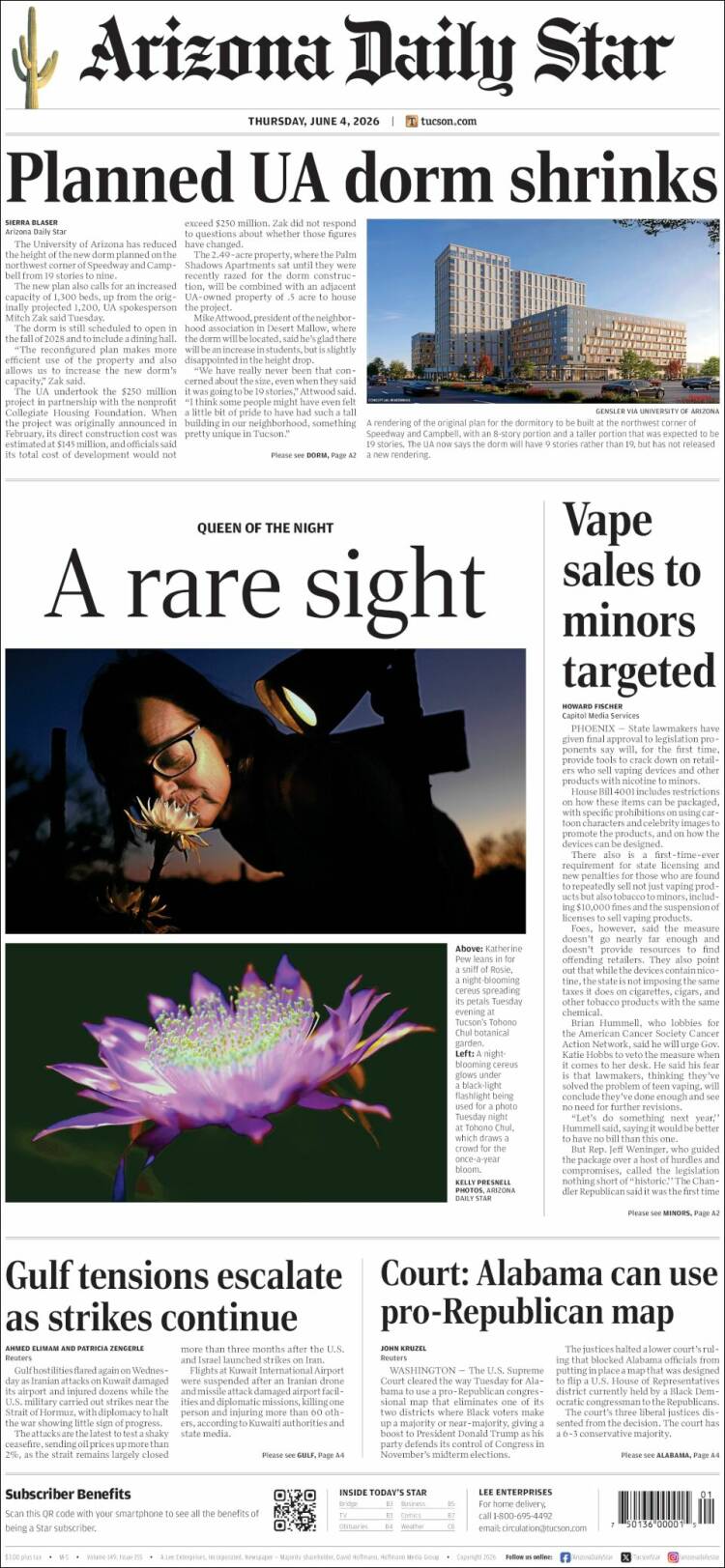Portada de Arizona Daily Star (USA)