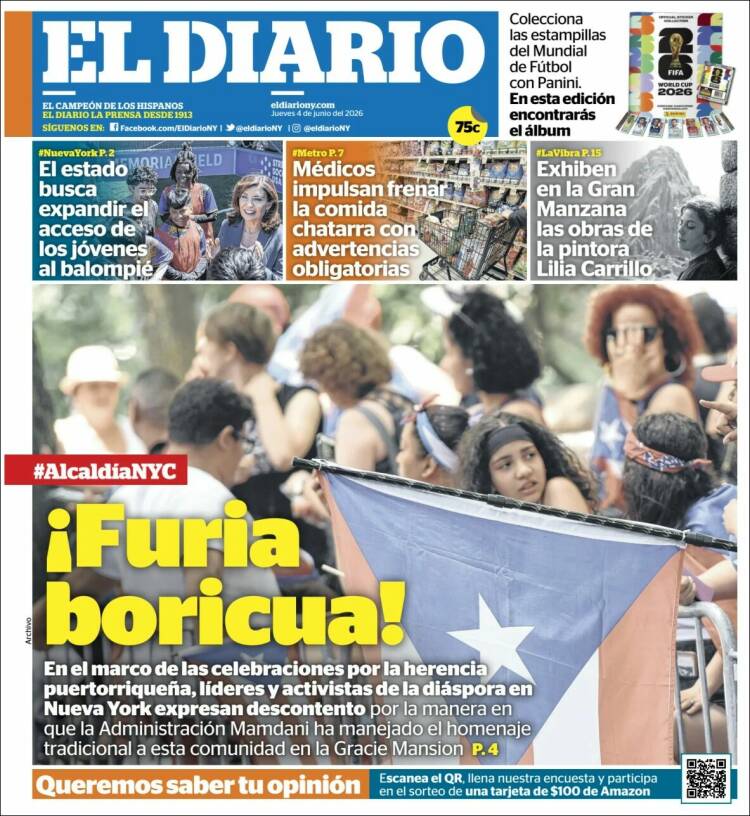 Portada de El Diario NY (USA)