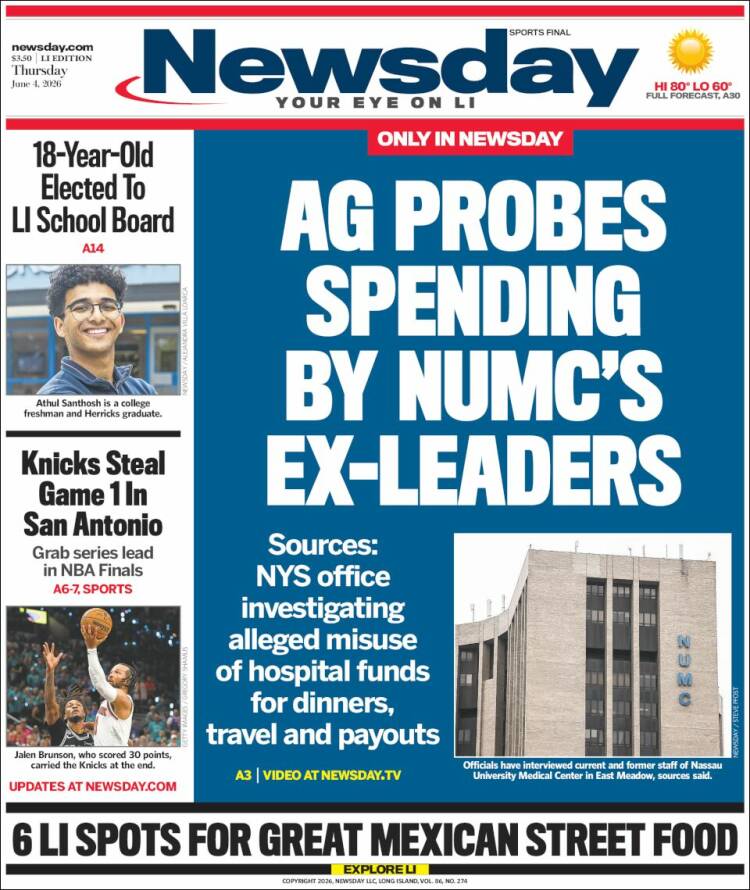 Portada de Newsday (USA)