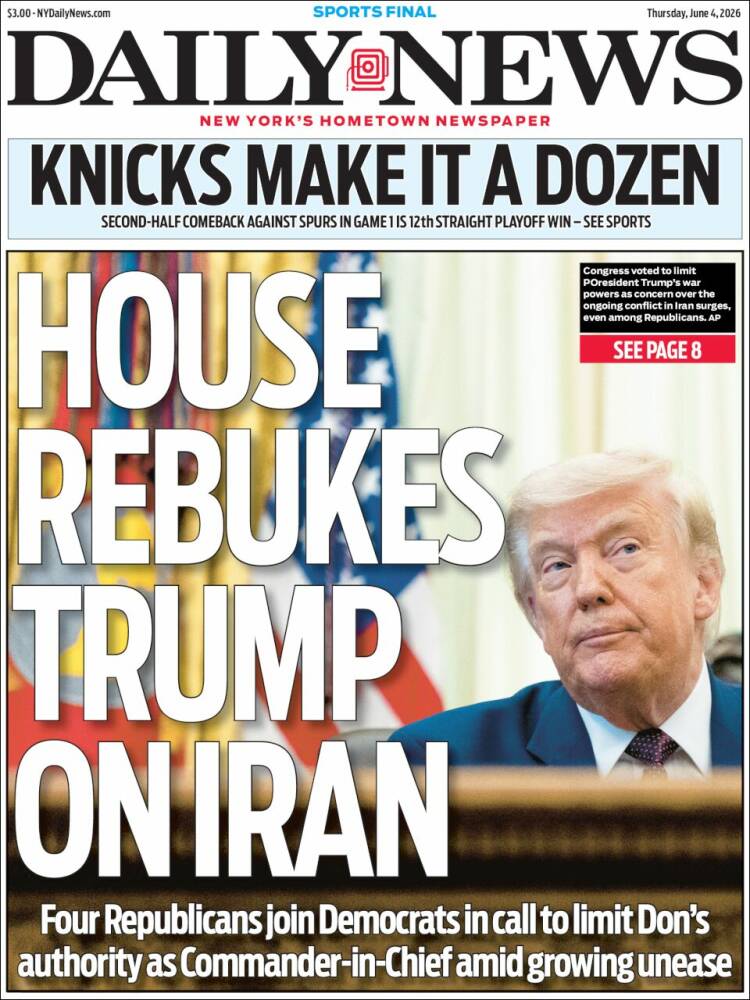 Portada de Daily News - New York (USA)