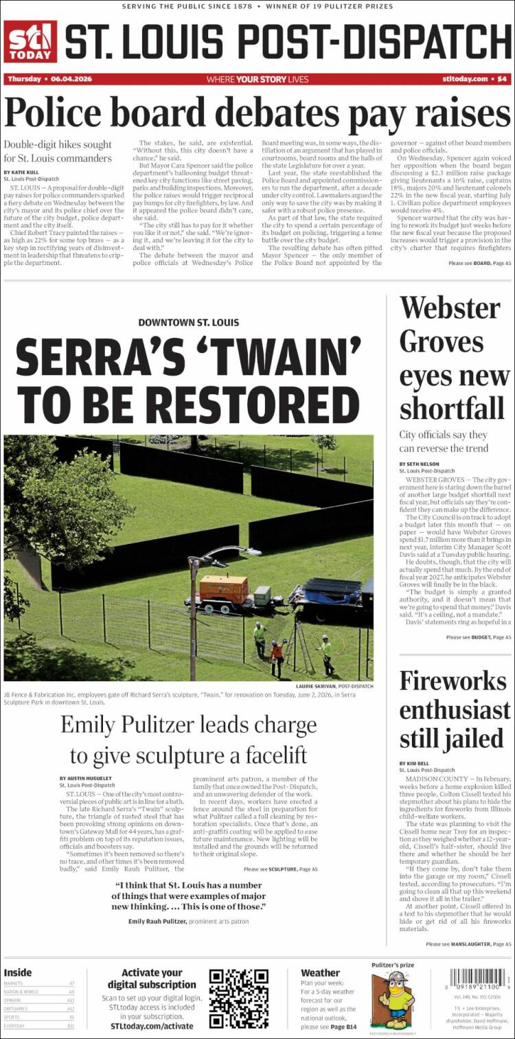 Portada de St. Louis Post-Dispatch (USA)