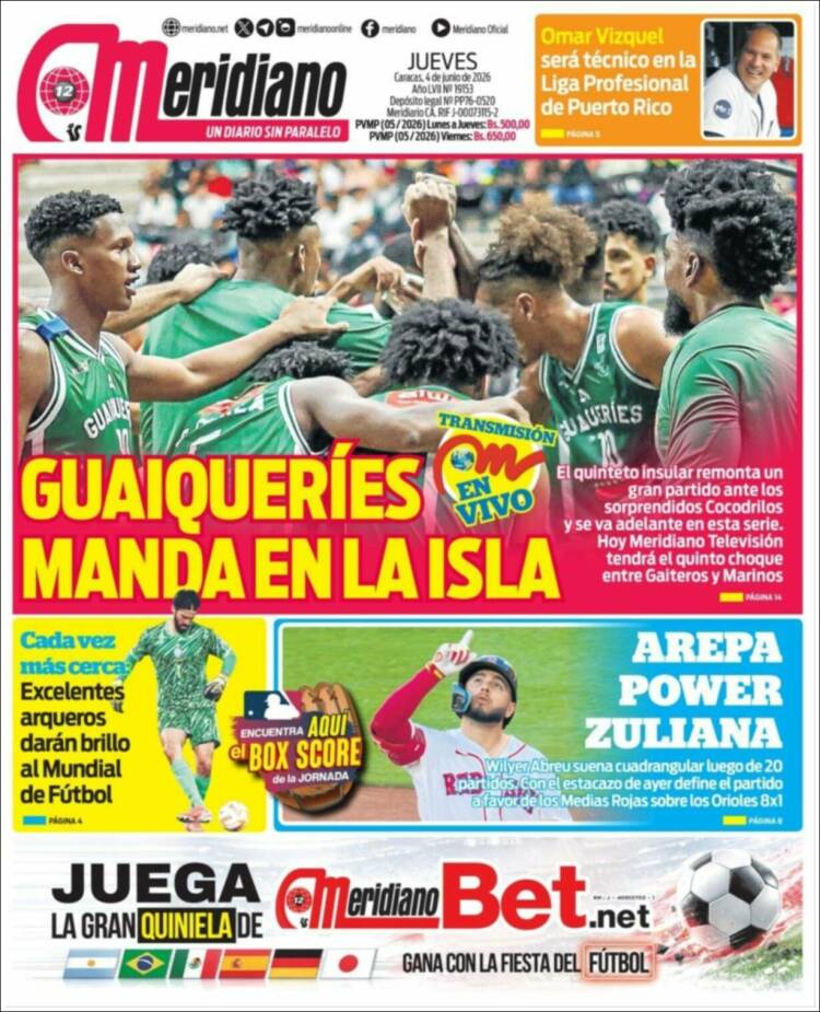 Portada de Meridiano (Venezuela)