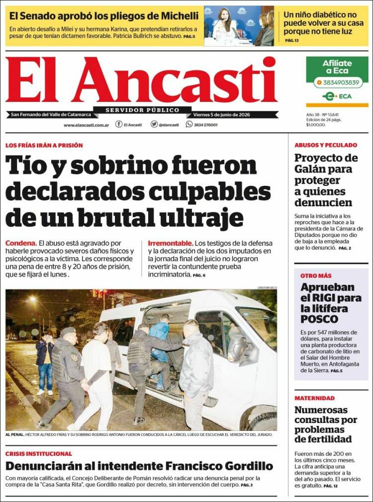 Portada de El Ancasti (Argentina)
