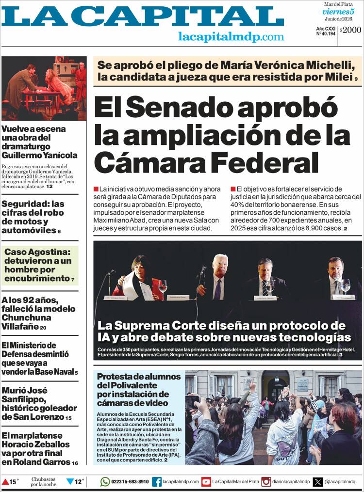 Portada de Diario La Capital - Mar del Plata (Argentina)