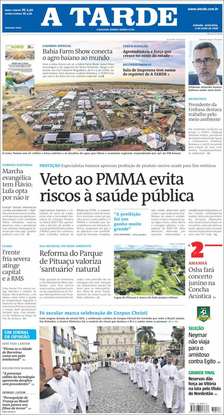 Portada de Diário A Tarde (Brasil)