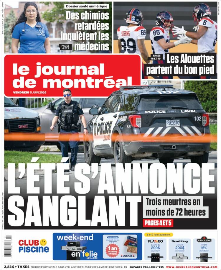 Portada de Le Journal de Montréal (Canad&aacute;)