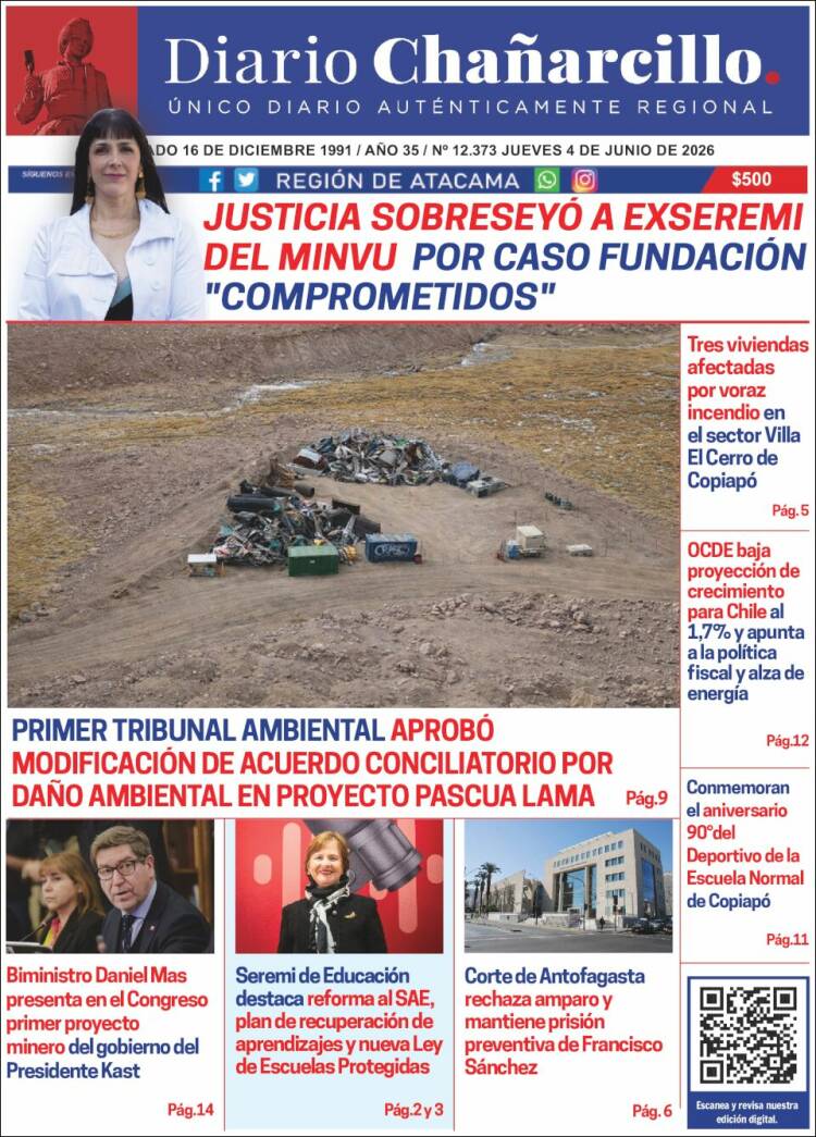 Portada de Diario Chañarcillo (Chile)