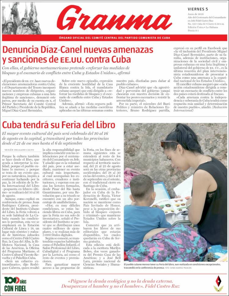 Portada de Granma (Cuba)