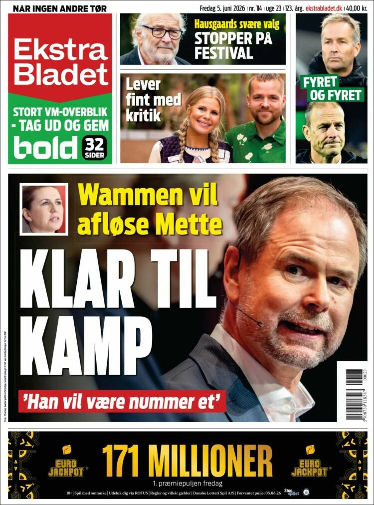 Portada de Ekstra Bladet (Dinamarca)