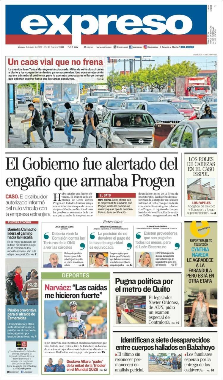 Portada de Expreso (Ecuador)