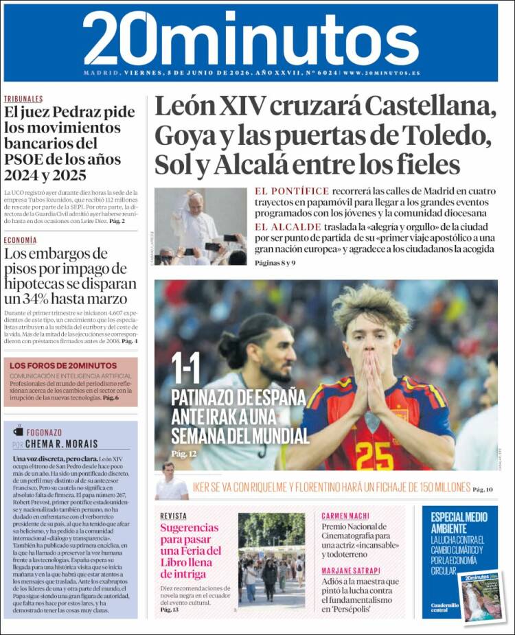Portada de 20 Minutos - Madrid (Espa&ntilde;a)