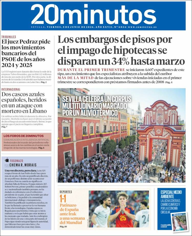 Portada de 20 Minutos - Sevilla (Espa&ntilde;a)