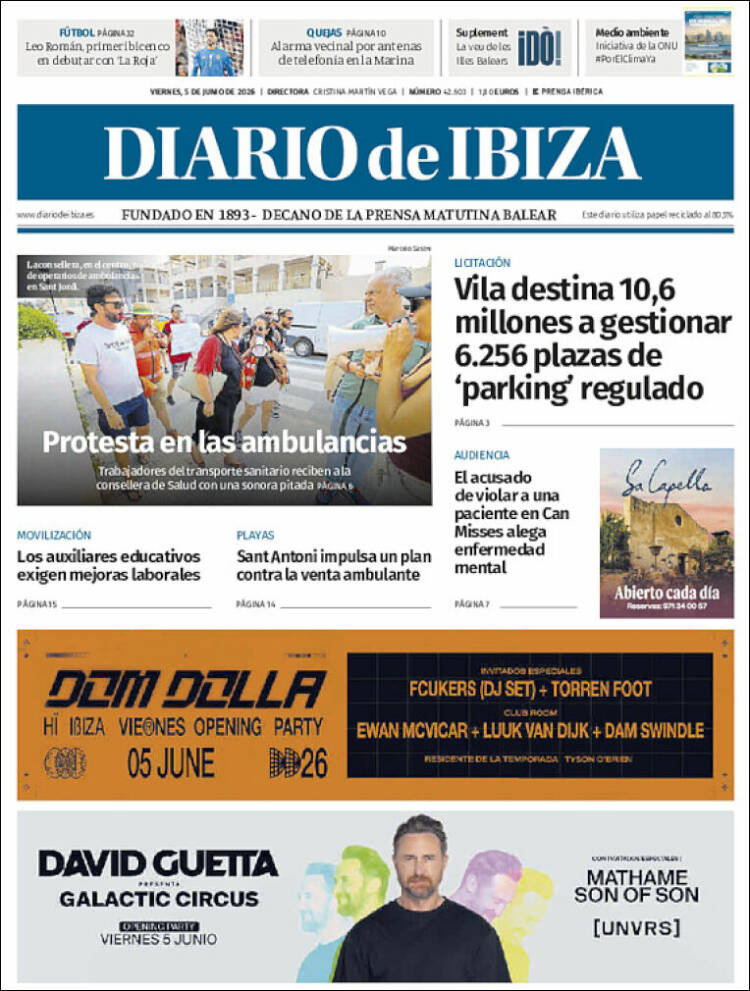 Portada de Diario de Ibiza (Espa&ntilde;a)