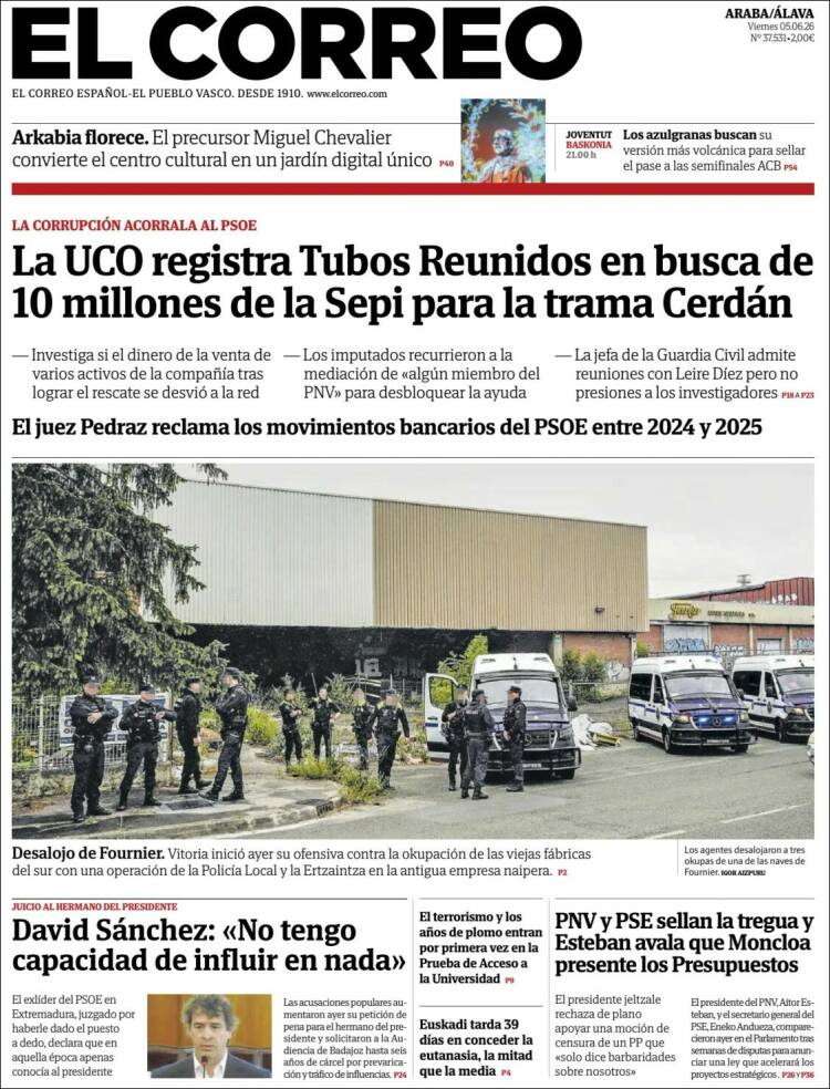 Portada de El Correo - Álava (Espa&ntilde;a)