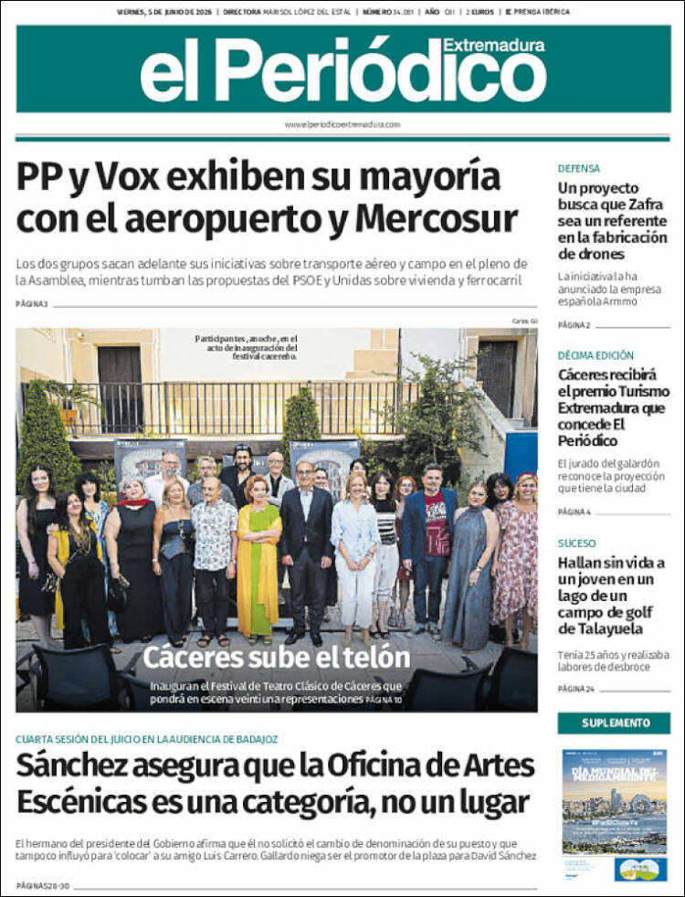 Portada de El Periódico de Extremadura (Espa&ntilde;a)