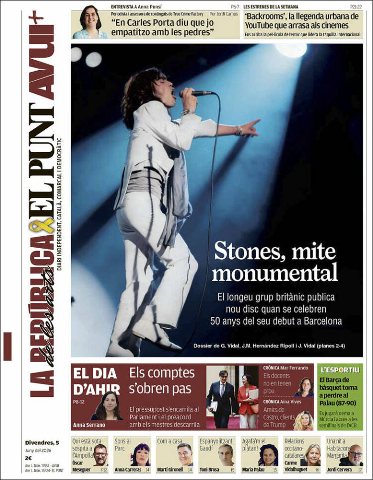 Portada de El Punt Avui (Espa&ntilde;a)
