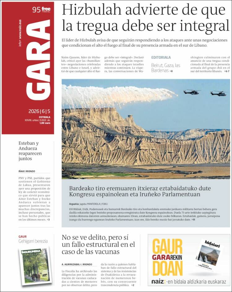 Portada de Gara (Espa&ntilde;a)