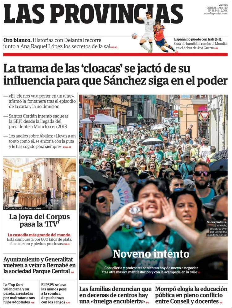 Portada de Las Provincias (Espa&ntilde;a)