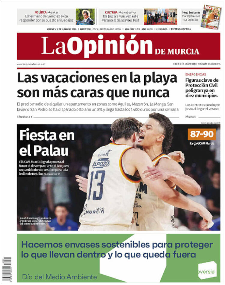 Portada de La Opinión de Murcia (Espa&ntilde;a)