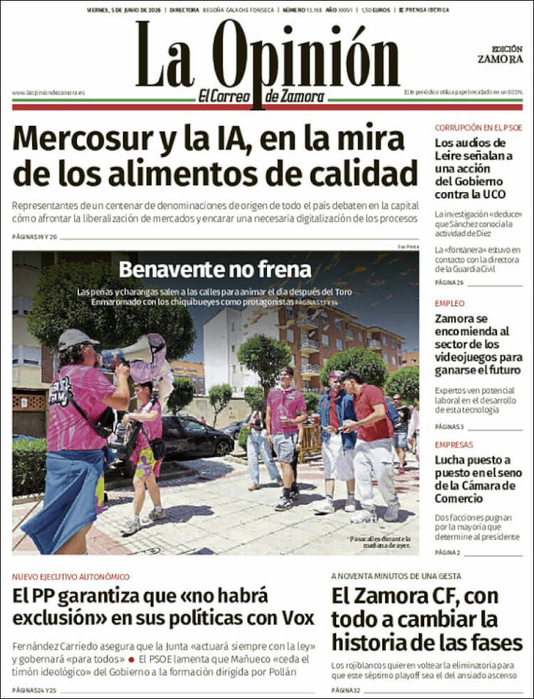 Portada de La Opinión - El Correo de Zamora (Espa&ntilde;a)