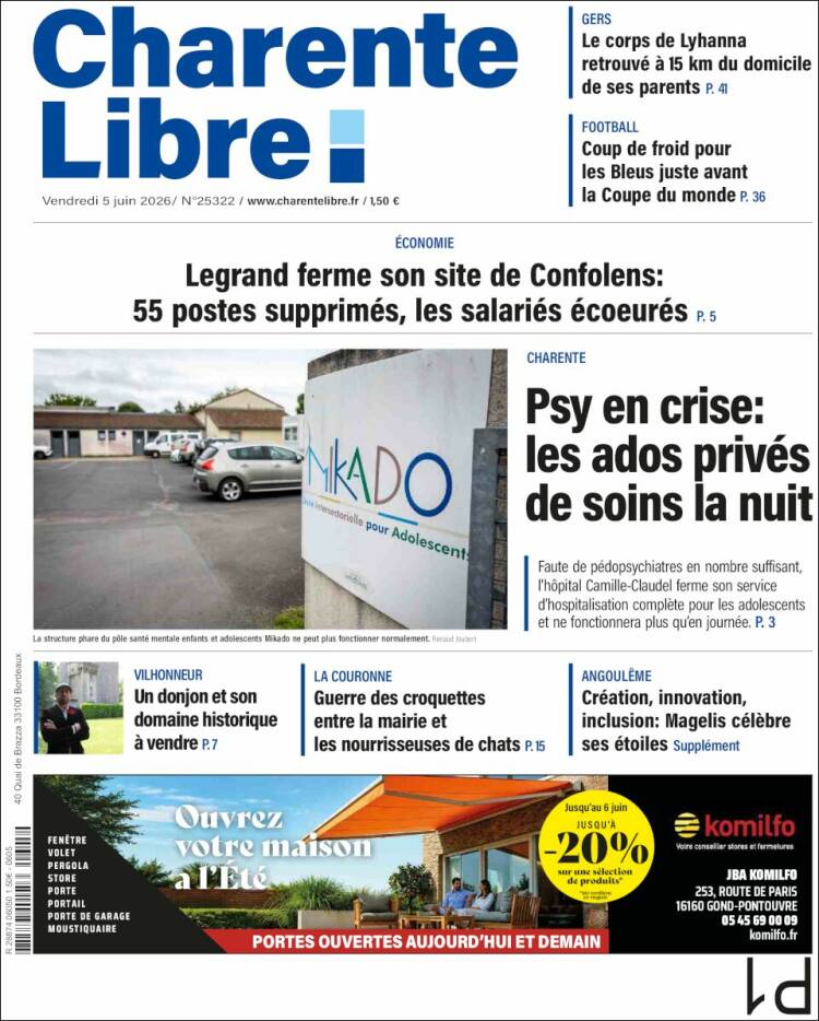 Portada de Charente Libre (Francia)