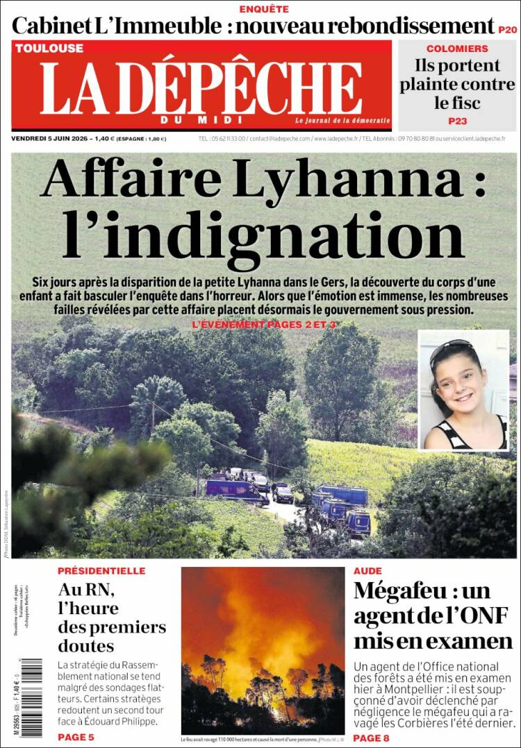 Portada de La Dépêche du Midi (Francia)