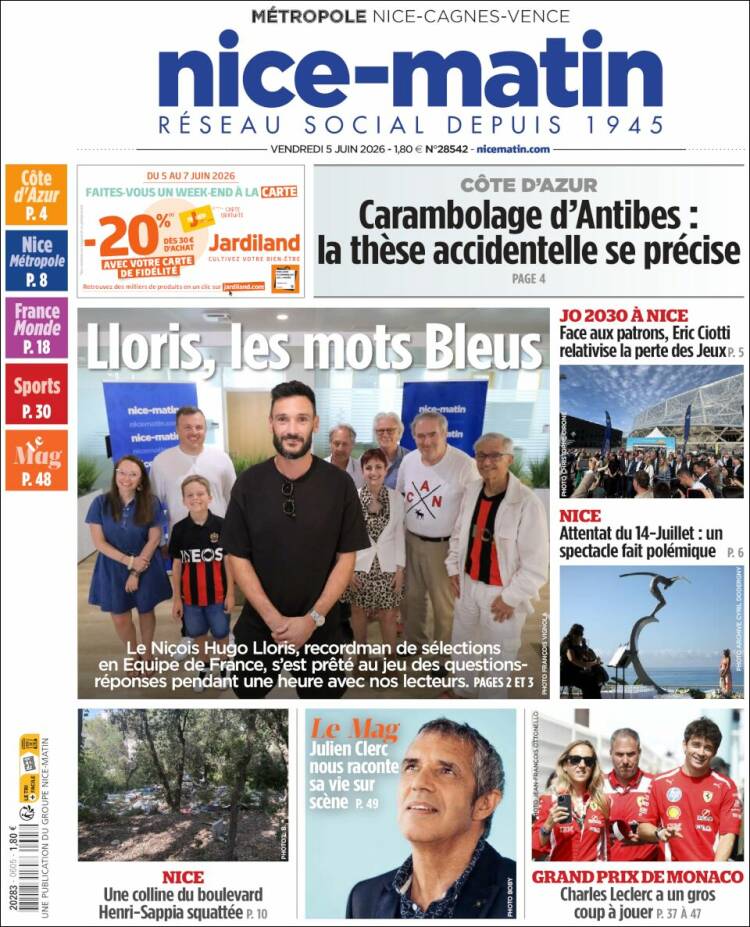 Portada de Nice-Matin (Francia)