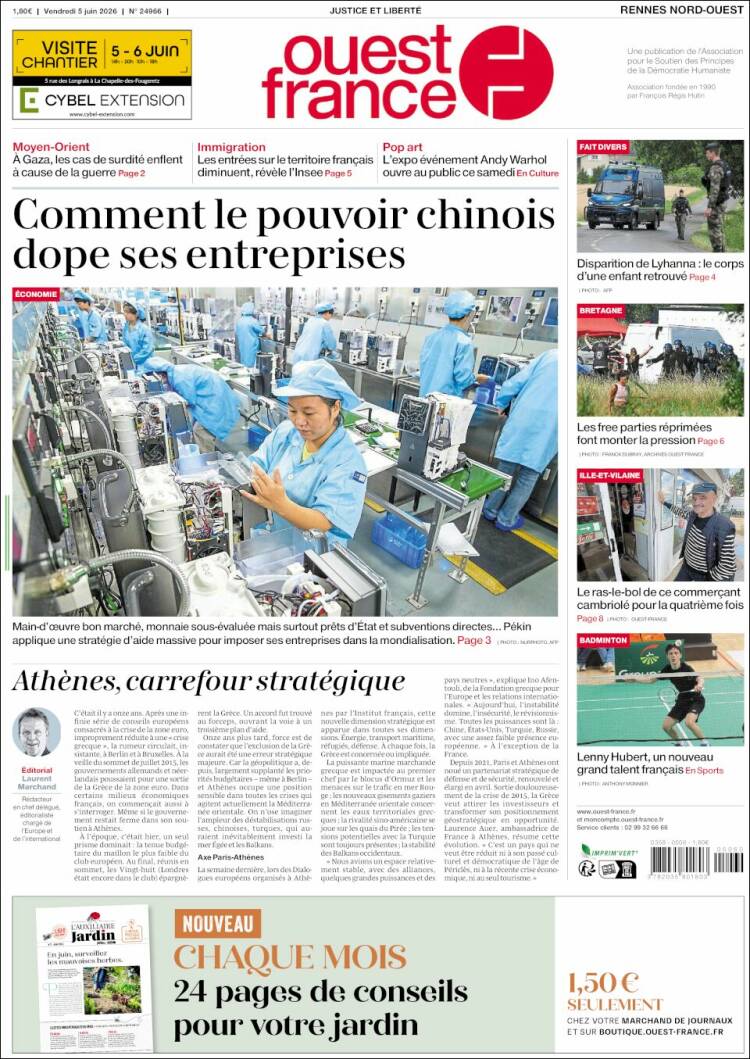 Portada de Ouest France (Francia)