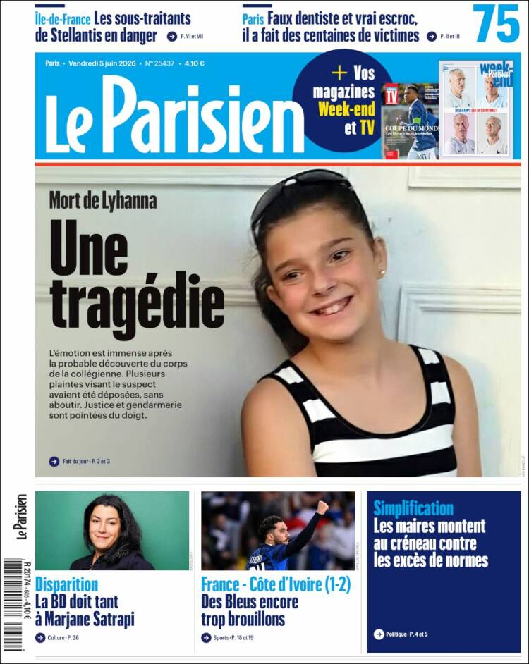 Portada de Le Parisien (Francia)