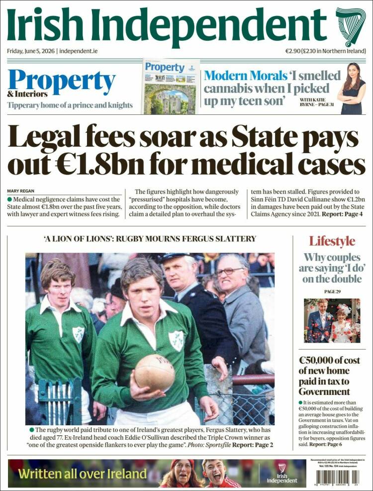 Portada de Irish Independent (Irlanda)