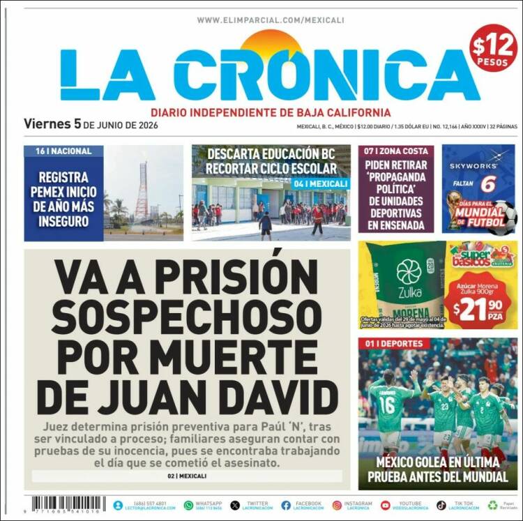 Portada de La Crónica de Baja California (M&eacute;xico)