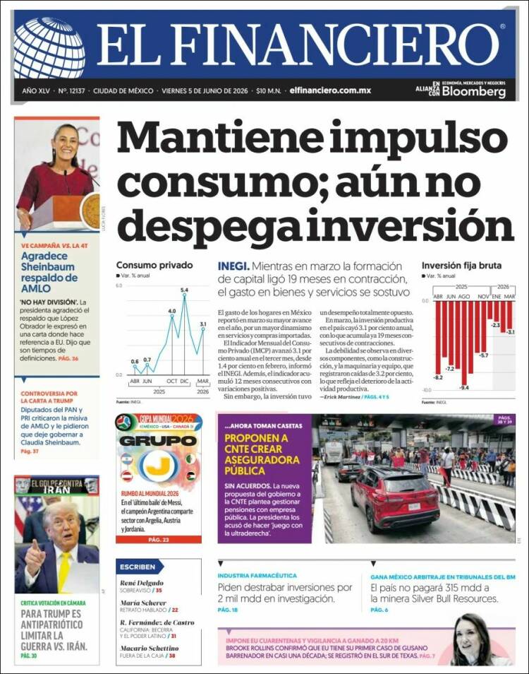 Portada de El Financiero (M&eacute;xico)