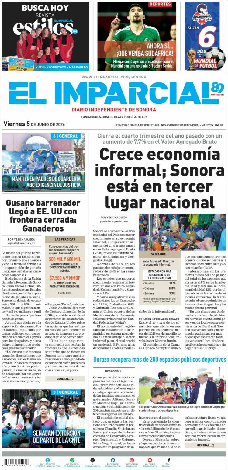 Portada de El Imparcial (M&eacute;xico)