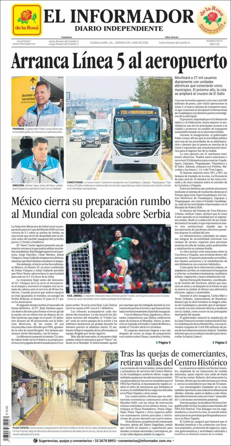 Portada de El Informador (M&eacute;xico)