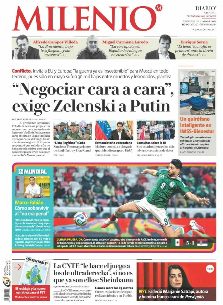 Portada de Milenio (M&eacute;xico)