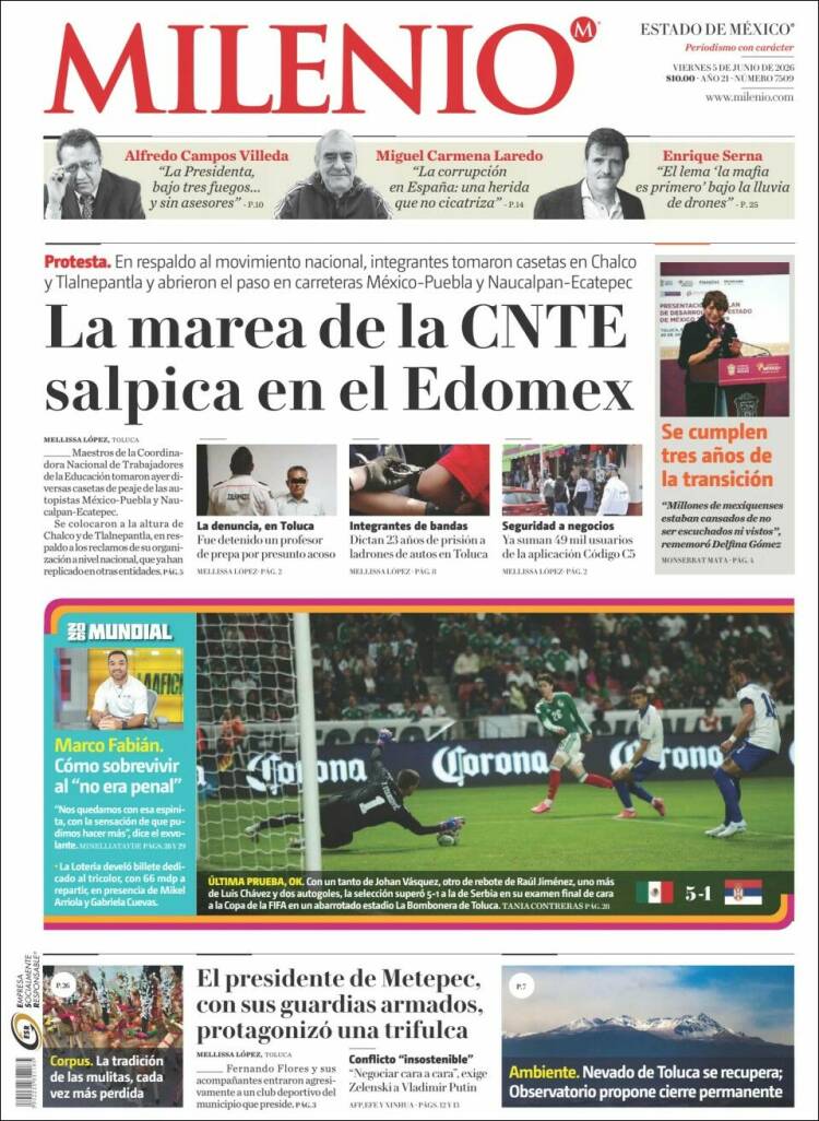 Portada de Milenio - Estado de México (M&eacute;xico)