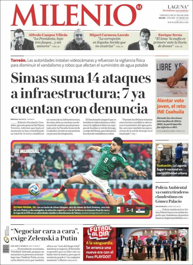 Portada de Milenio - Laguna (M&eacute;xico)