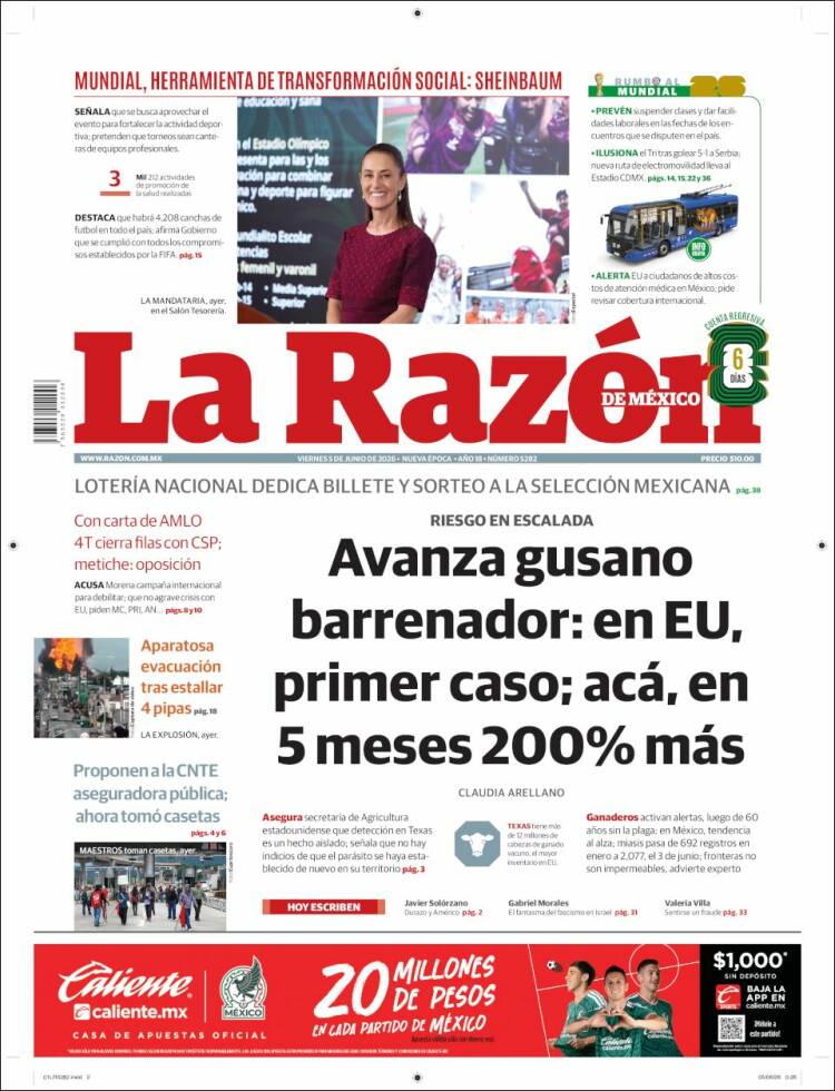 Portada de La Razón (M&eacute;xico)