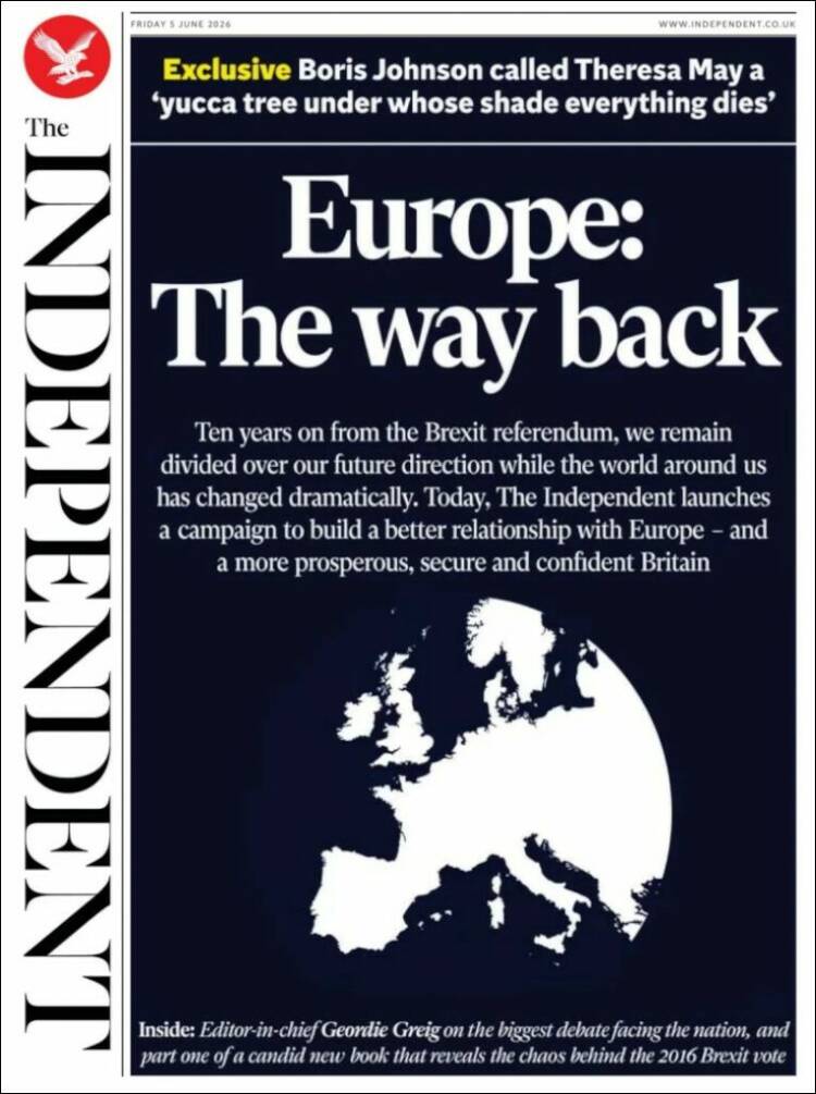 Portada de The Independent (Reino Unido)