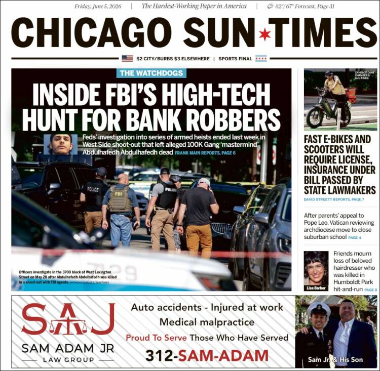Portada de Chicago Sun-Times (USA)