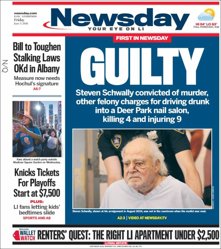 Portada de Newsday (USA)