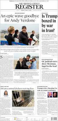 Portada de The Orange County Register (USA)