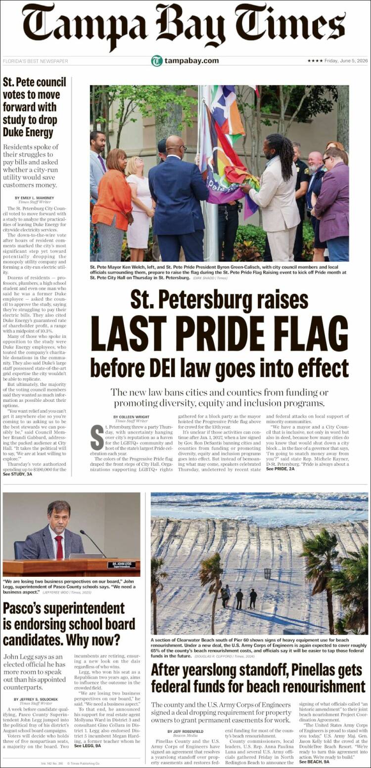 Portada de Tampa Bay Times (USA)