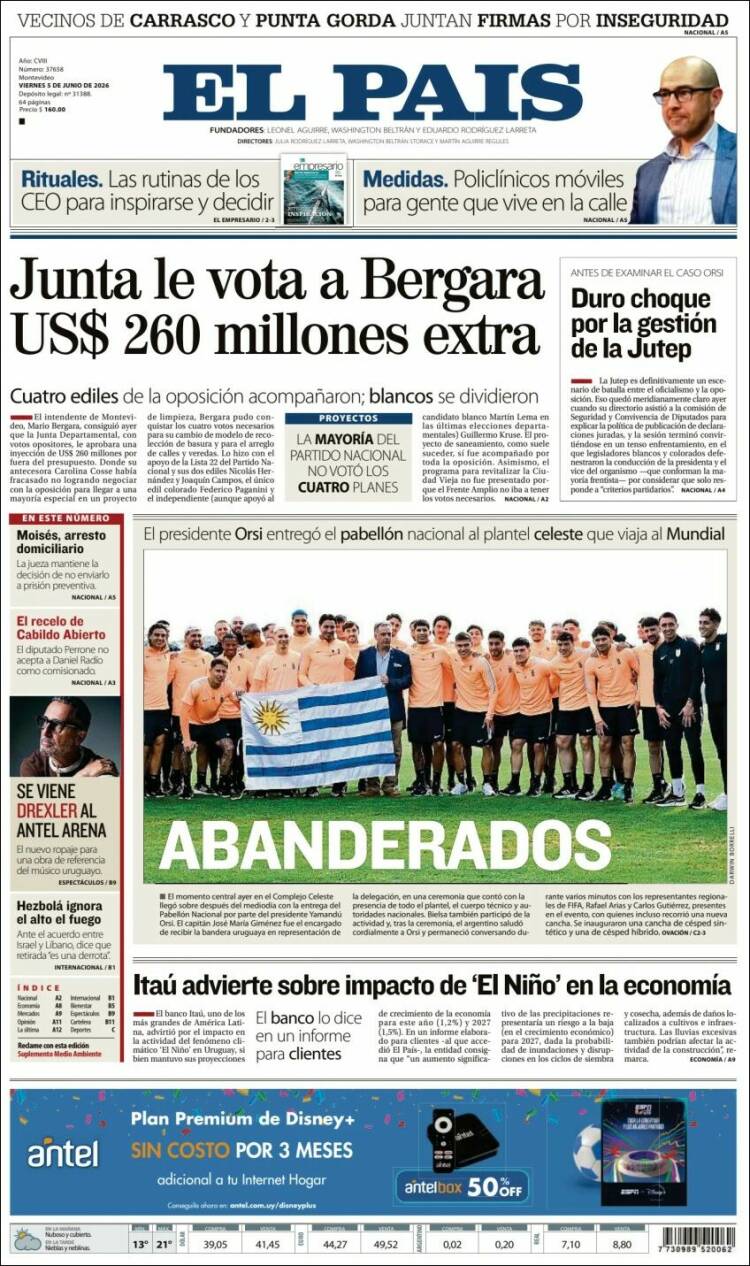 Portada de El País (Uruguay)