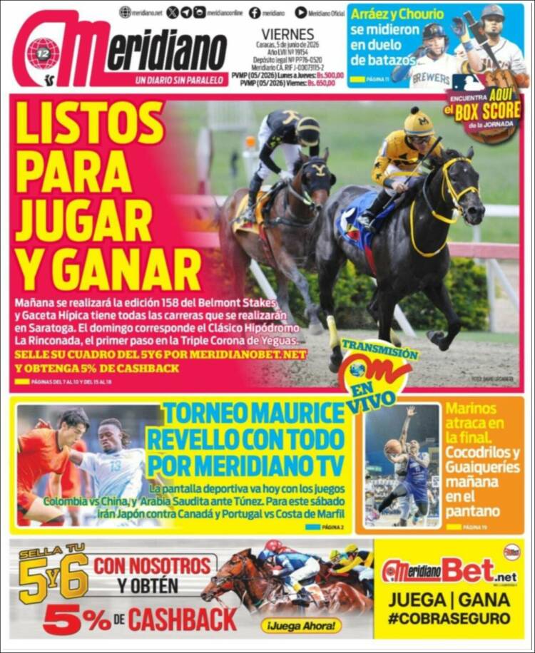 Portada de Meridiano (Venezuela)