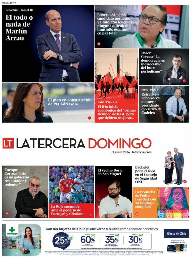 Portada de La Tercera (Chile)