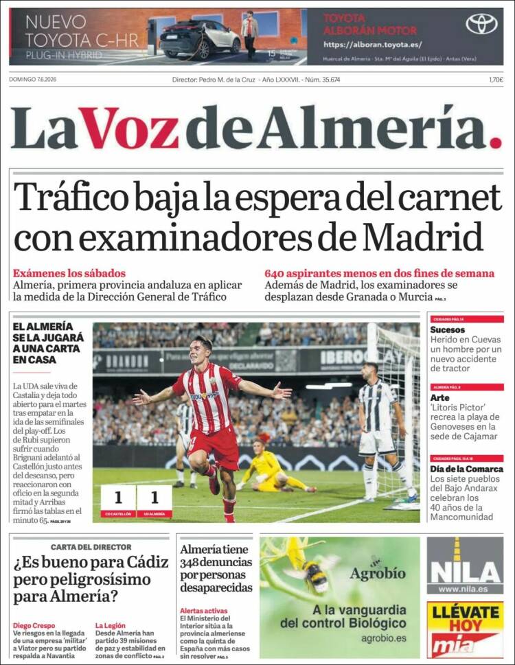 Portada de La Voz de Almería (Espa&ntilde;a)