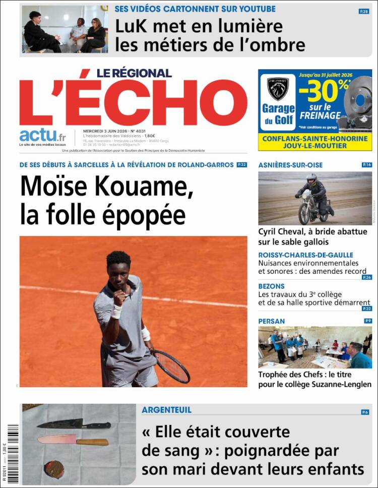 Portada de L'Echo de la Haute-Vienne (Francia)