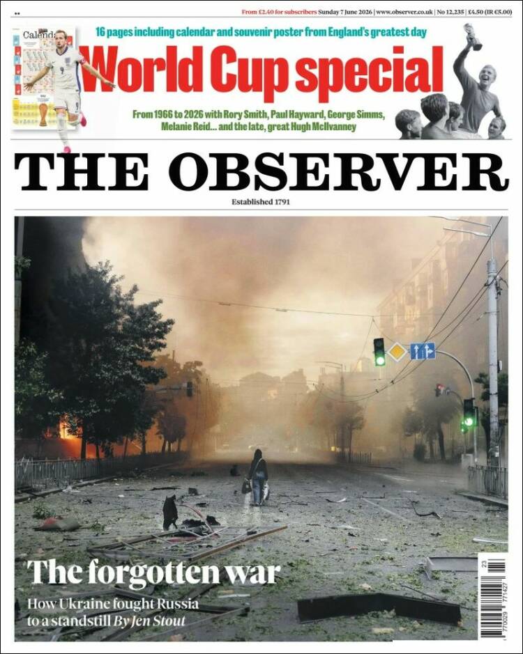 Portada de The Observer (Reino Unido)