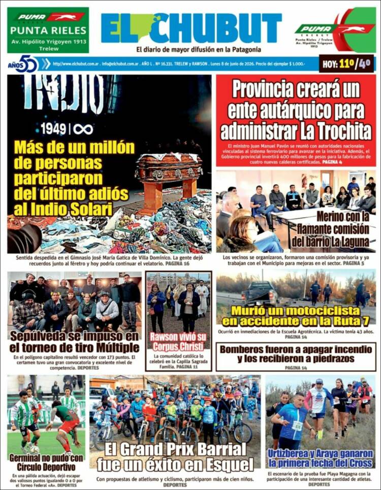 Portada de El Chubut (Argentina)